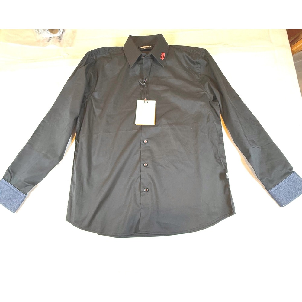NWT Von Dutch Originals Black Long Sleeve Button Up Shirt Men Medium Casual